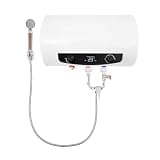 9.25 Gallon Electric Storage Water Heater, 1500W Tank Water Heater with Shower Kit, LED Display, Adjustable Thermostat 95-167°F, Wall Mounted Hot Water Heater for Bathroom, Apartment, RV, Salon, Hotel