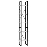 KMUNGDWG 5-Tier Book Cabinet White 15.7x11.8x68.9 Inches Engineered Wood Bookshelf with Metal Frame, Two Cabinets of Different Heights for Combined Storage, Modern Industrial Style