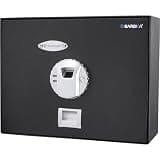 Biometric Safe Box with Key for Home, Money Safes with Code Lockbox, Fingerprint Lock Box for Handgun, Small Safe for Documents, Fireproof Lockbox for Cash, Wall Safe for Money Box, Mini Safe Locker