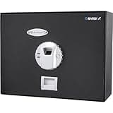 Biometric Safe Box with Key for Home, Money Safes with Code Lockbox, Fingerprint Lock Box for Handgun, Small Safe for Documents, Fireproof Lockbox for Cash, Wall Safe for Money Box, Mini Safe Locker
