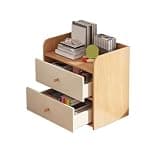 CFGH6FDF Desktop Bookshelf Density Board Double Drawer Organizer Cabinet for Office Supplies Home Freestanding Book Shelf