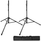 Lectronify Deluxe Steel Speaker Stand Set of 2 with Carrying Bag– Height Adjustable from 45.6-90 inches Tripod Base, Holds Up to 120 lb Each, Steel Construction - for PA, DJ, Stage & Event Speakers