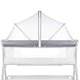DUSHARKFUN Bassinet Cover Mosquito Net for Babies to Keep Insects/Bugs/Cats Out, Toddler Bassinet/Bedside Sleeper/Crib Net with Two-Way Zippers & Storage Bag, Breathable Mesh Holes, White
