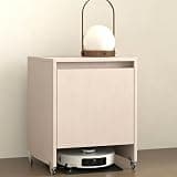 FIEUOGA Robot Vacuum Hidden Storage Cabinet with Wheels,Robot Vacuum Cleaner Storage Stand with Doors,Wooden Storage Stand and Charging Station,Sofa Sideboard Adaptable,for Bedroom(Gray)