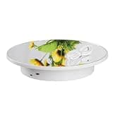 Luwecf Rotating Display Stand Electric Round Turntable Mirrored Surface USB Powered Stable Degree Rotation Suitable for Product Photography Jewelry Accessories, Mirror White, 2668-25cm