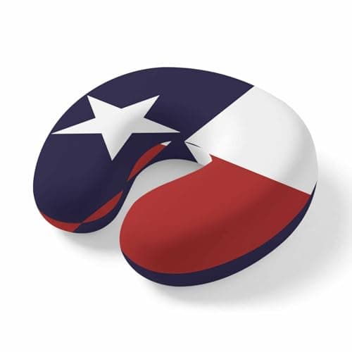 PUXTKE DAZQW Neck Pillow for Travel,Texas Star Flag Memory Foam U Shaped Pillows,Portable Headrest Star and White Red Stripe Neck Head Support Cushion for Home Office Car Airplane Sleeping