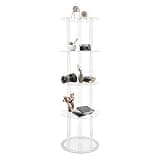 PANEKOLO 5-Tier Rotating Bookshelf, Acrylic 360° Rotatable Bookcase, Clear Tall Shelf for Living Room, Bedroom, Office – Holds Books, Decor, 44lbs Capacity, 15.8″ Base