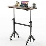 HUANUO 32'' Small Standing Desk Adjustable Heigh, Mobile Stand Up Desk with Wheels, Portable Rolling Desks for Walking Pad and Treadmill, Computer Laptop Desks for Home Office Space,Walnut