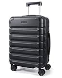 LIGHT FLIGHT Carry On Luggage 22x14x9 Airline Approved, Expandable Carry On Suitcases with Wheels, Lightweight Luggage, Durable Hard Shell 20 Inch Rolling Suit Case for Men Women Travel Black