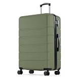 OLIXIS 24 Inch Luggage, Hardside Suitcase with Spinner Wheels, Lightweight ABS Hard Shell Checked Luggage, TSA Approved Lock, Expandable Medium Suitcase for Travel & Business–Olive Green