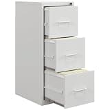 ntumLeap Vertical Filing Cabinet with 3 Drawers & Adjustable Hanging Rod-Steel Printer Stand for Home Office,White Storage Solution for A4/Letter Size Files & Documents,