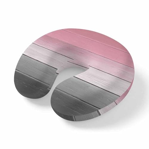 Travel Pillows U Shape Memory Foam Pink Wood Grain Plane Neck Pillows Head Support Comfort Portable Grey Gradient Wooden Headrest Neck Pillow for Airplane Car Office Home Chair Sleeping Napping Rest