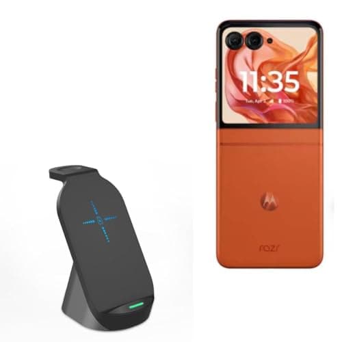BoxWave Charger Compatible with Motorola Razr 60 Ultra - Compact Wireless MultiCharge Stand (10W), Wireless Qi Stand Charger Watch Earbuds - Jet Black