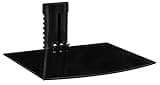 Mount-It! Floating TV Shelf, Wall Mounted Shelf for Receiver, Cable Box, PlayStation, Xbox, DVD Player, Projector and AV Components, 17.6 Lbs Capacity, 1 Shelf, Tinted Tempered Glass Black