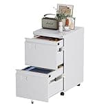 GangMei 2 Drawer File Cabinet with Lock, Under Desk Metal Rolling Filing Cabinet for Letter/Legal Size Folder, Mobile File Cabinet with 5 Wheels (Anti-Tilt) for Home Office, Assembly Required, White