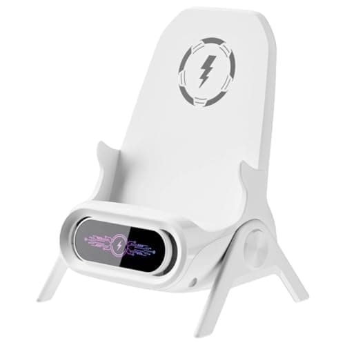 Mini Chair Wireless Charger, Strong Attachment Force Suction Head, Universal 12V/2A Fast Charger, Phone Stand, Portable Cell Phone Holder, Compatible with All Mobile Phones, White