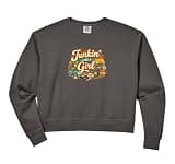 Womens Junkin' Like a Girl Vintage Retro Thrift Lover Comfort Colors Crop Sweatshirt
