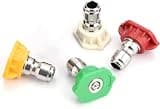 Pressure Cleaner Spray Nozzle Tips Multiple Degrees, 1/4 inch Quick Connector (4-Pcs)