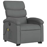 RCODSSK Electric Stand up Massage Recliner Chair with 6 Massage Points, Dark Gray Fabric Power Lift Recliner for Elderly, Electric Reclining Chair with Vibration and Side Pocket