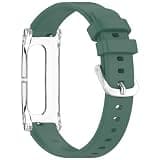 Silicone Sport Strap for Fitbits Air Fitness Tracker, Adjustable Replacement Wristband for Men Women, Sweatproof Waterproof Band for Health & Activity, Secure Silver Buckle