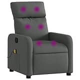 UBVNFGMK Manual Reclining Chair with 135 Degree Tilt, Fabric Massage Recliner Armchair with 6 Massage Points, Dark Grey Reclining Chair with Side Pocket, Wood and Metal Frame for Living