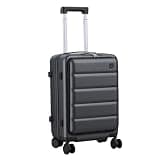 ehozirta Carry On Luggage 20 Inch with Laptop Pocket and USB Charger, Hard Shell Suitcase with 360° Spinner Wheels, Cup Holder, Phone Stand, Side Hook, TSA Lock, Airline Approved Black