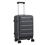 ehozirta Carry On Luggage 20 Inch with Laptop Pocket and USB Charger, Hard Shell Suitcase with 360° Spinner Wheels, Cup Holder, Phone Stand, Side Hook, TSA Lock, Airline Approved Black