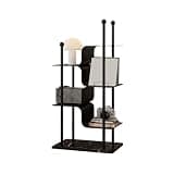 hezhuhe2258 Book Shelf Light Luxury Iron Carbon Steel 4-Tiered Bookshelf Multifunctional Storage Shelving with Marble Base