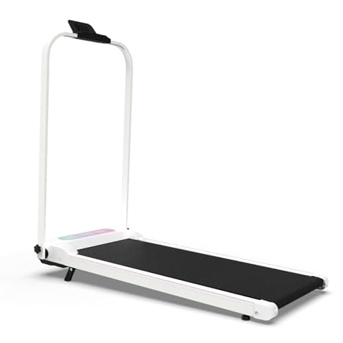 Walking Pad with Incline and Handle Bar, Portable Foldable Treadmill, 2 in 1 Under Desk Vibration Pad with Remote Control, 2.0HP Quiet Walking Jogging Machine for Home Office Small Spaces (White)