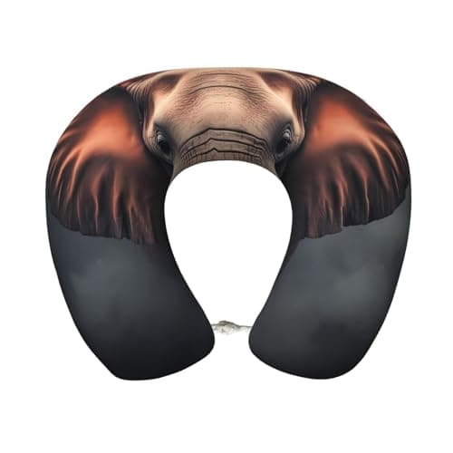 Hekroxu Elephant in Smoke Print Travel Pillow Pure Memory Foam Neck Pillow Airplane for Traveling,Car, Train,Napping,Traveling,Washable Cover