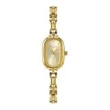 CARLIEN Women Vintage Petite Bracelet Gold Dainty Watch Small Oval Analog Quartz Watch Luxury Waterproof Ladies Diamonds Wristwatch (Gold)