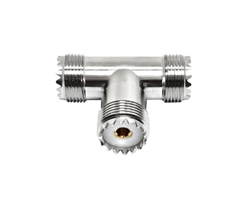 BJDZ UHF PL259 SO239 T-Type Adapter, 3-Way Female to Female to Female, 50 Ohm, for Drone, WiFi Router, Radio, Test Device