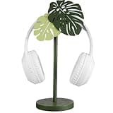 Yookeer Monstera Headphone Stand Cute Headphone Stand Decorative Palm Leaves Wood Desk Decor for Gamer Room Office Desk Gaming Gifts for Girlfriend Office Worker