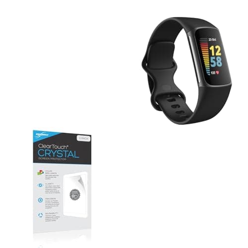 BoxWave Screen Protector Compatible with Fitbit Charge 5 - ClearTouch Crystal (2-Pack), HD Film Skin - Shields from Scratches