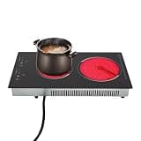 23.62 Inch Electric Cooktop, Electric Stove Top Countertop & Built-in, Ceramic Cooktop Kitchen Stoves with 9 Heating Level Touch Control&Timer, Auto Shut Off Protection 110V (2 Burner 1500W)