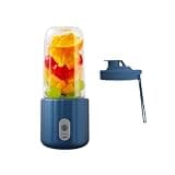 Powerful Plastic Portable Blender With Flip Lid 6 Blades Electric USB Mini Juicer Blender For Smoothies Ice Blending Juicing compact(Blue)