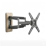 Full Motion TV Wall Mount with Elegant Wooden Decor Base for 43-85 Inch TVs, Heavy Duty Articulating Dual 6-Arms Extension, Max VESA 600x400mm & 100lbs Weight Capacity, Corner Friendly