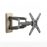 Full Motion TV Wall Mount with Elegant Wooden Decor Base for 43-85 Inch TVs, Heavy Duty Articulating Dual 6-Arms Extension, Max VESA 600x400mm & 100lbs Weight Capacity, Corner Friendly