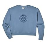 Womens Milwaukee Wisconsin Nautical Anchor Badge Design Comfort Colors Crop Sweatshirt