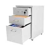 Gagalayong Mobile File Cabinet, 3 Drawer Lockable Metal Cabinet, White