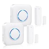 Door Chime, Satisure Wireless Door Open Contact Sensor Alarm Chime with 600 FT Range 58 Chimes 5 Volume Levels LED Indicators (2 Receivers & 2 Sensors)