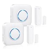 Door Chime, Satisure Wireless Door Open Contact Sensor Alarm Chime with 600 FT Range 58 Chimes 5 Volume Levels LED Indicators (2 Receivers & 2 Sensors)
