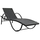 TUERYAFEK Sun Lounger with Adjustable Backrest, Cream White Poly Rattan and Powder-Coated Steel Frame, Black Outdoor Bench for Garden Patio Balcony