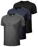 BOOJO 3 Pack Workout Mens Shirts - Quick Dry Causal Moisture Wicking Work Gym Athletic Short Sleeve for Basketball Running Lounge