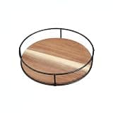 Rotating Storage Shelf, Iron and Wood Round Organizer with 360-Degree Spin for Vanity Countertop, Bathroom, Kitchen, Desktop (1 PC)