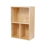 CFGH6FDF Three Compartment Open Simple Office Bookshelf Multipurpose Wooden Tabletop Storage Rack Freestanding Book Shelf