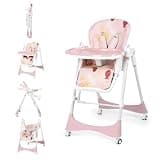 6-in-1 High Chair | Convertible Baby High Chair for Newborn to Toddler | Easy-Clean, Foldable & Adjustable with Removable Tray, Floral Dust Pink