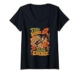 Women's Hummingbird Tiny Wings Big Energy Groovy Bird Lover Garden V-Neck T-Shirt