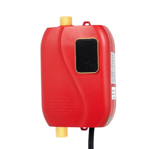 Instant Electric Water Heater 3000W, 110V Tankless Under Sink Water Heater with Digital Display & 316L Stainless Steel Heating Core, Safe IPX4 for Kitchen, Bathroom, RV, Washing (Red, US Plug)