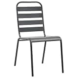 DXKDUSOKJ Stacking Dining Chairs 2 Pack Steel Gray, Industrial Style Patio Chairs with Slatted Design, Easy to Assemble Stackable for Outdoor Use